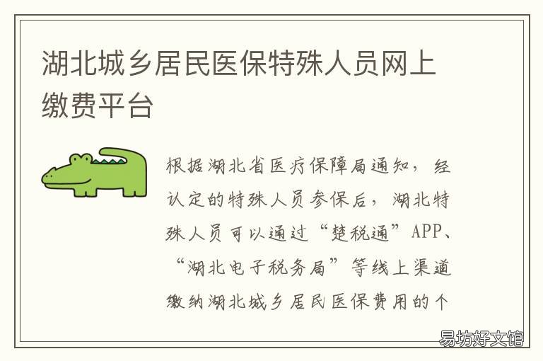 湖北城乡居民医保特殊人员网上缴费平台 湖北城乡居民医保特殊人员网上查询