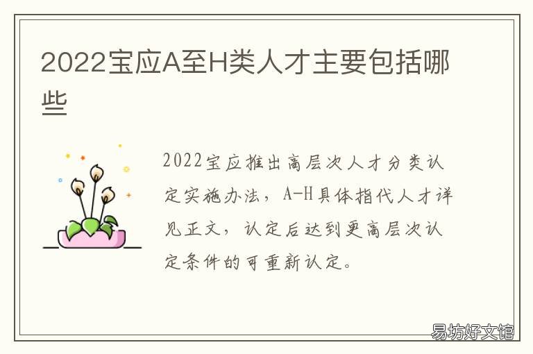 2022宝应A至H类人才主要包括哪些