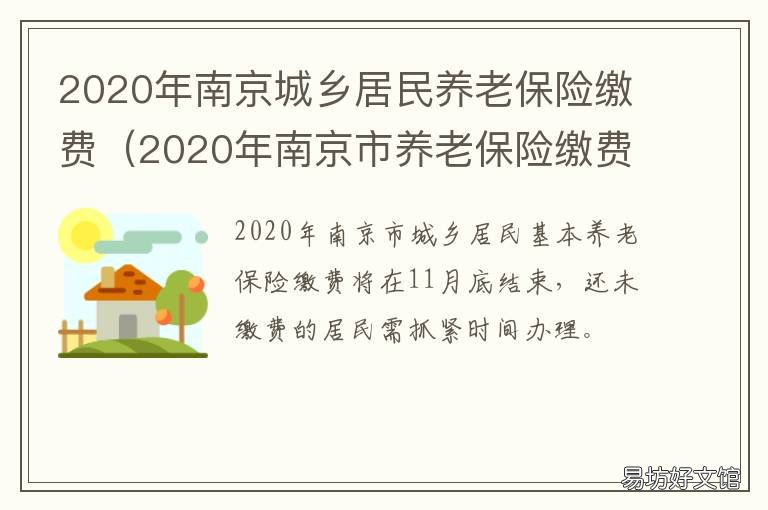 2020年南京城乡居民养老保险缴费 2020年南京市农村居民平均生活标准?