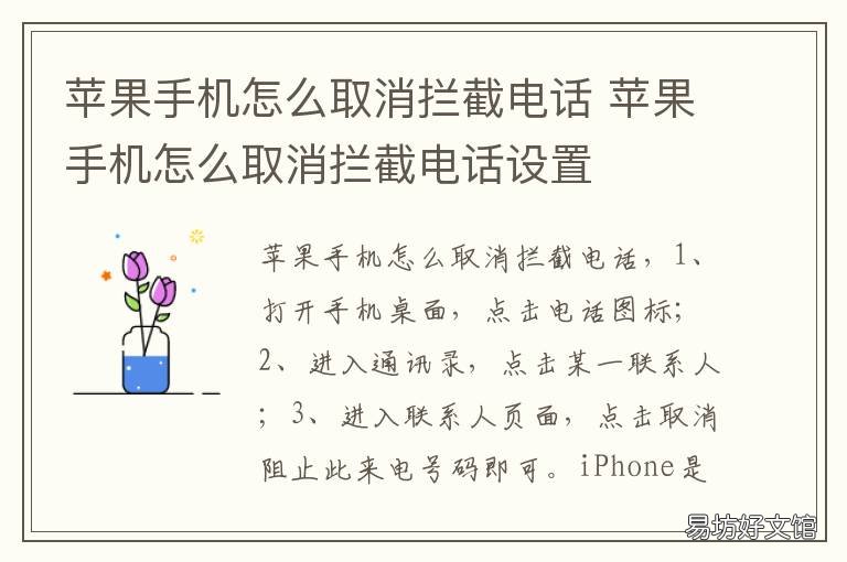苹果手机怎么取消拦截电话 苹果手机怎么取消拦截的电话