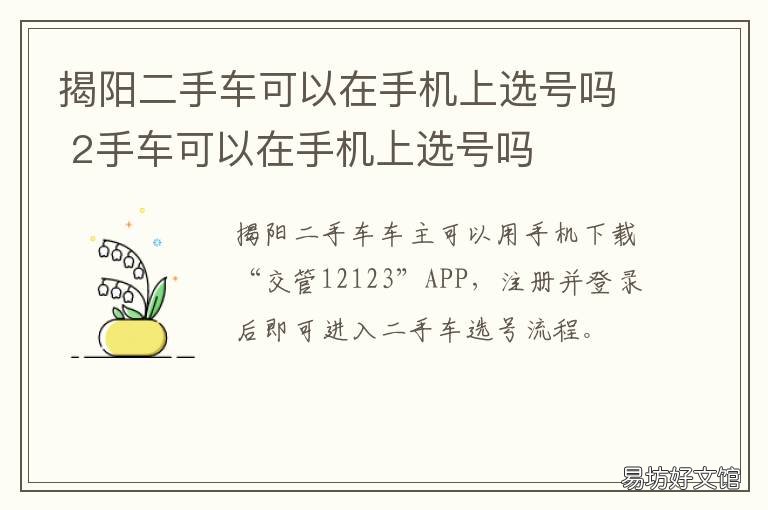揭阳二手车可以在手机上选号吗 揭阳汽车选号