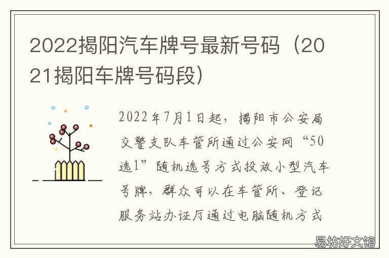 2022揭阳汽车牌号最新号码 2021揭阳车牌号码段