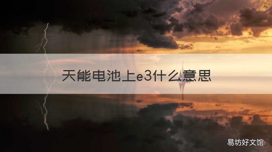 天能电池上e3什么意思 天能l3电池和天能e3电池的区别