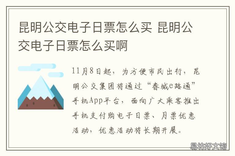 昆明公交电子日票怎么买 昆明公交电子日票怎么买啊