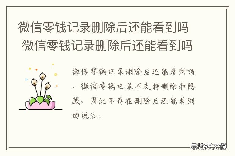 微信零钱记录删除后还能看到吗 微信零钱纪录删除后怎样还能再找到