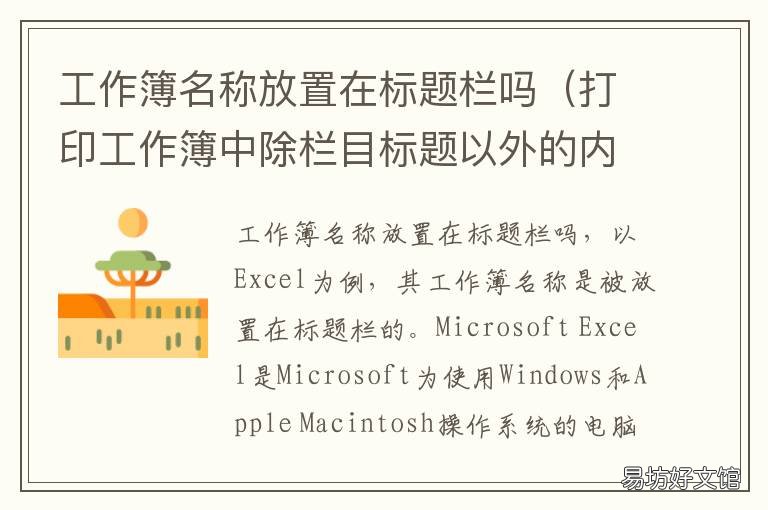 工作簿名称放置在标题栏吗 工作簿标题怎么更改