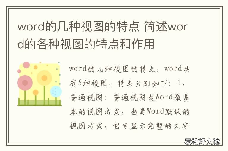 word的几种视图的特点 word视图的种类及作用