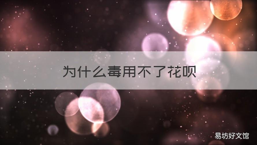 为什么毒用不了花呗 毒可以使用花呗吗