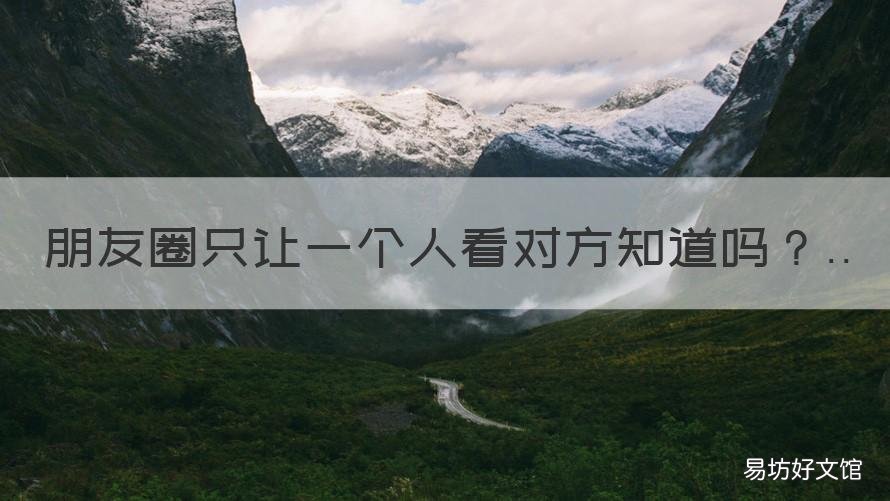 朋友圈只让一个人看对方知道吗 我的朋友圈只让一个人看,他能知道吗