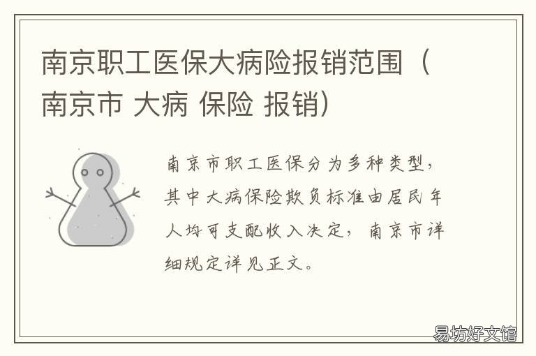 南京职工医保大病险报销范围(南京市 南京社保大病医疗保险