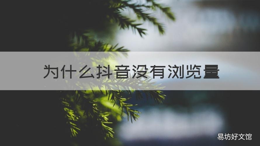 为什么抖音没有浏览量 为什么抖音没有浏览量为0