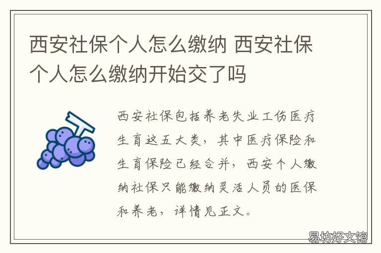 西安社保个人怎么缴纳 西安社保个人怎么缴纳联系电话
