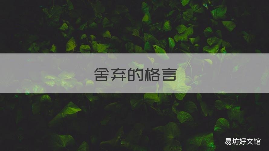 舍弃的格言 舍弃的名言和警句