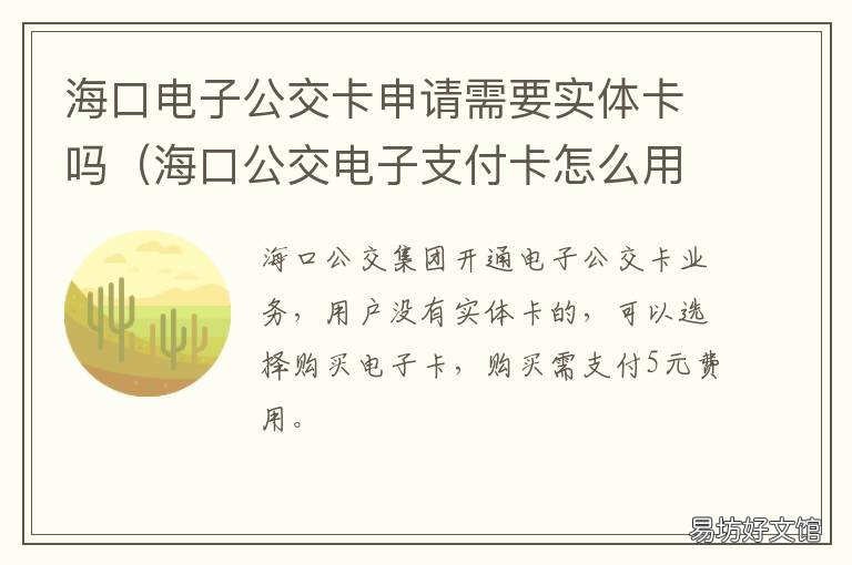 海口电子公交卡申请需要实体卡吗 海口电子公交支付卡