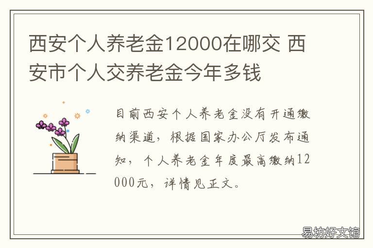 西安个人养老金12000在哪交 西安个人养老金12000在哪交费