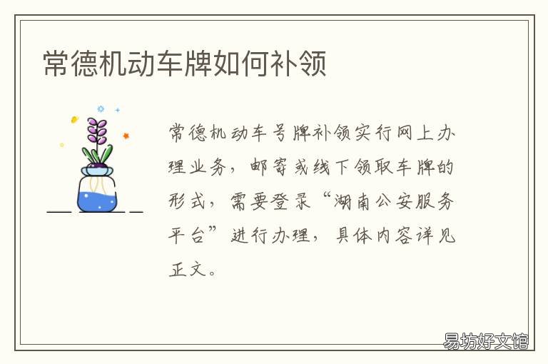 常德机动车牌如何补领