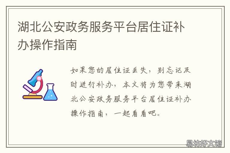 湖北公安政务服务平台居住证补办操作指南 湖南公安服务平台办理居住证