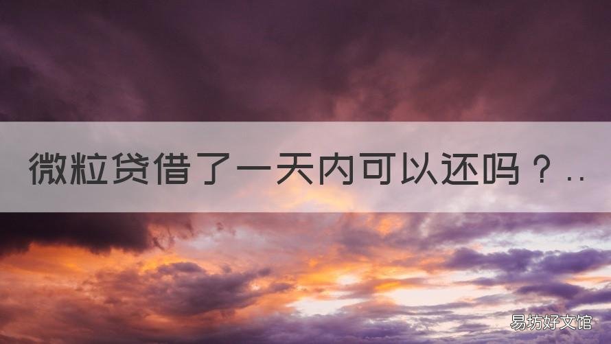 微粒贷借了一天内可以还吗 微粒贷可以借几天就还吗