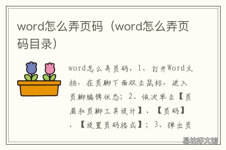 word怎么弄页码 word怎么弄页码分页