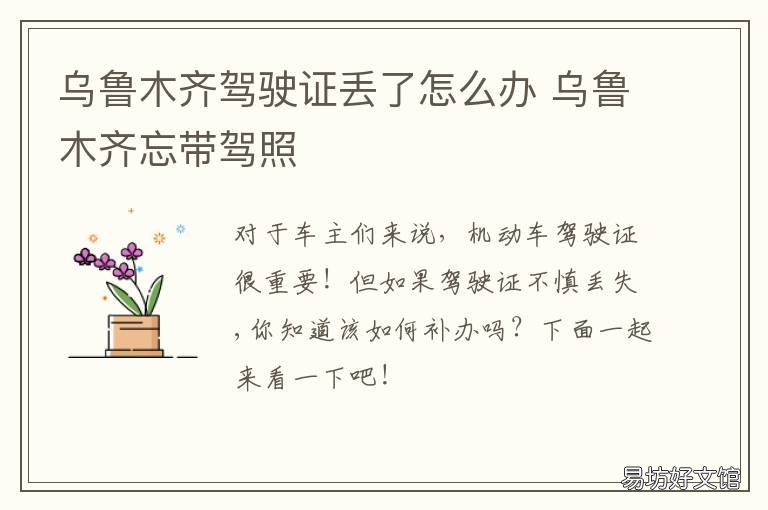 乌鲁木齐驾驶证丢了怎么办 驾驶证搞丢了
