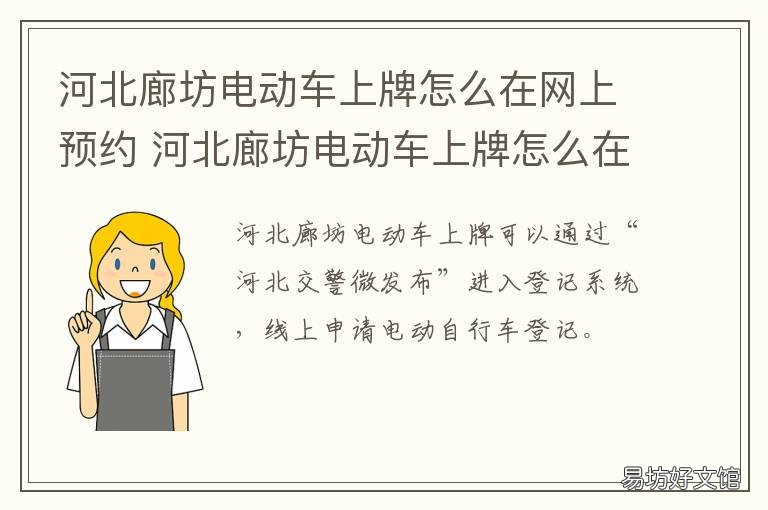 河北廊坊电动车上牌怎么在网上预约 河北廊坊电动车上牌怎么在网上查询