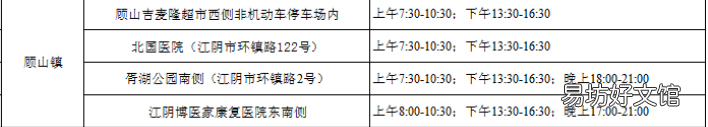 江阴顾山镇便民核酸小屋开放时间+地点