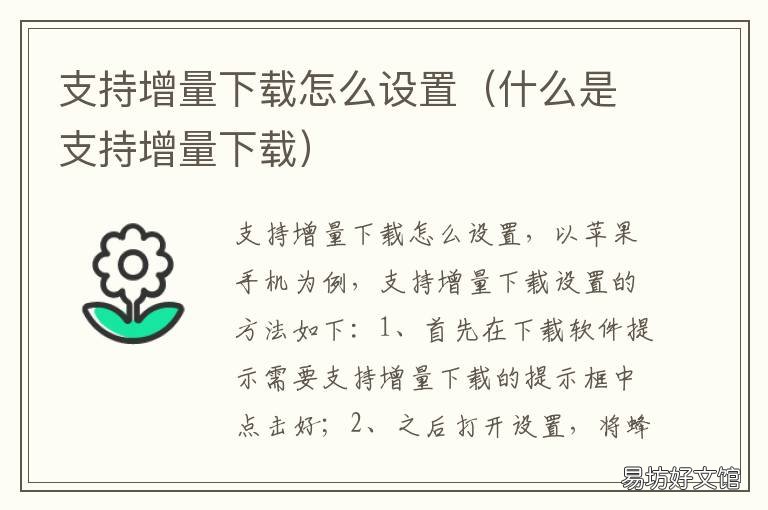 支持增量下载怎么设置 怎么可以增量下载