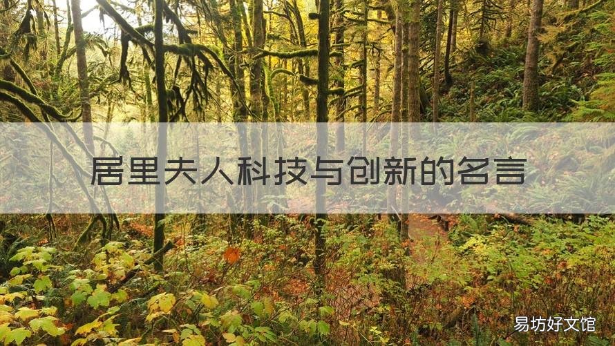 居里夫人科技与创新的名言 科技与生活名人名言