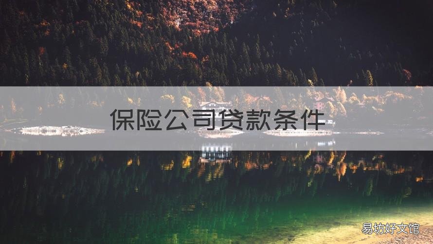 保险公司贷款条件 保险贷款要求