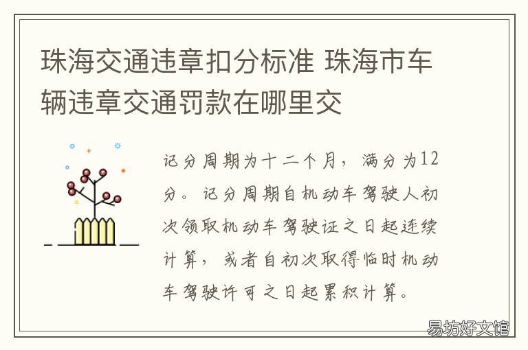 珠海交通违章扣分标准 珠海交通违章处理
