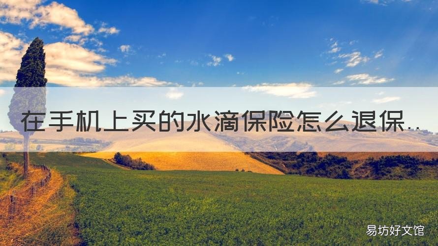 在手机上买的水滴保险怎么退保 在手机上买的水滴保险怎么退款