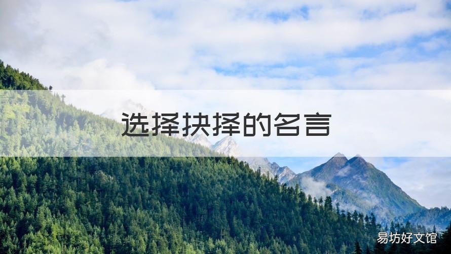 选择抉择的名言 做正确选择的名言