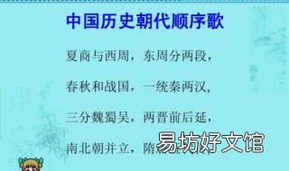 历代朝代顺序表口诀 中国朝代顺序完整表口诀解释