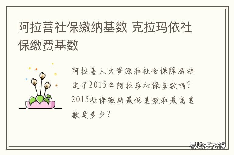 阿拉善社保缴纳基数 阿拉善盟社保缴费基数