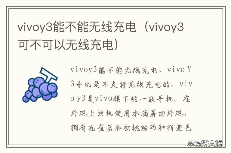 vivoy3能不能无线充电 vivoy3s可以无线充电吗