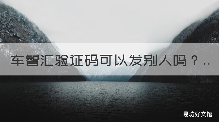 車智匯驗證碼可以發(fā)別人嗎 車智匯沒有激活碼怎么使用