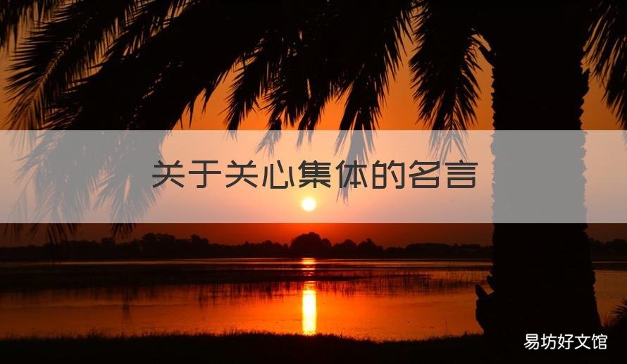 关于关心集体的名言 赞美集体的名言
