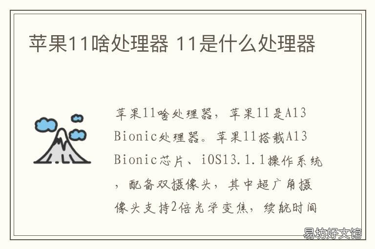 苹果11啥处理器 苹果11什么处理器