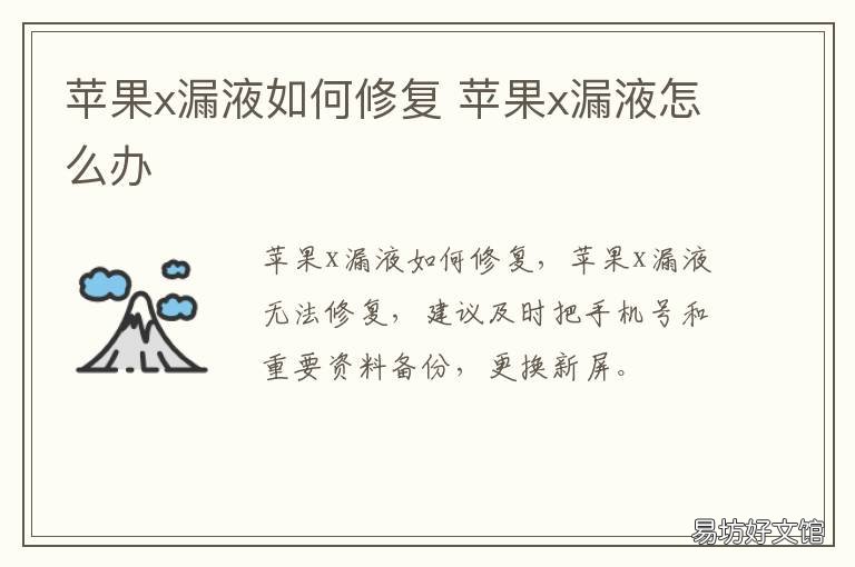 苹果x漏液如何修复 苹果x漏液怎么修复