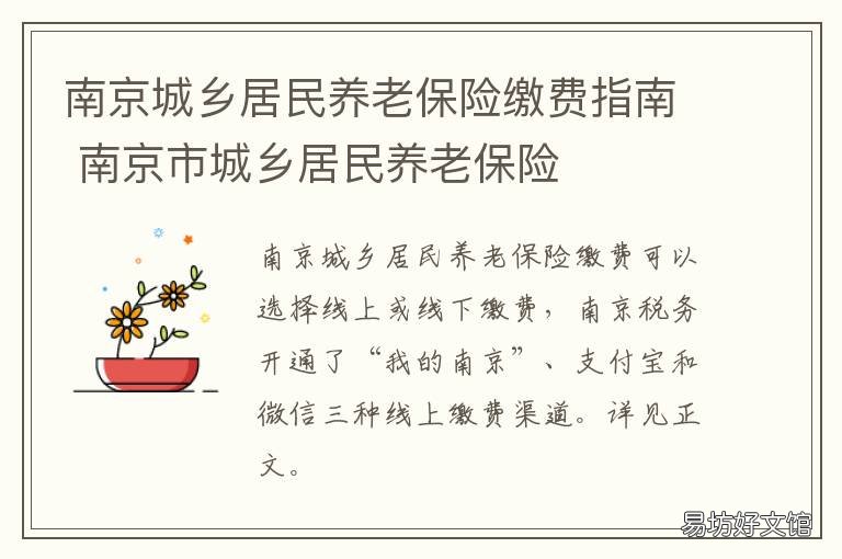 南京城乡居民养老保险缴费指南 南京城乡居民养老保险2021年缴费标准