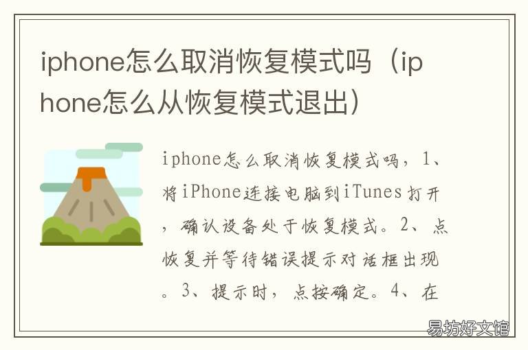 iphone怎么取消恢复模式吗 iphone进入了恢复模式