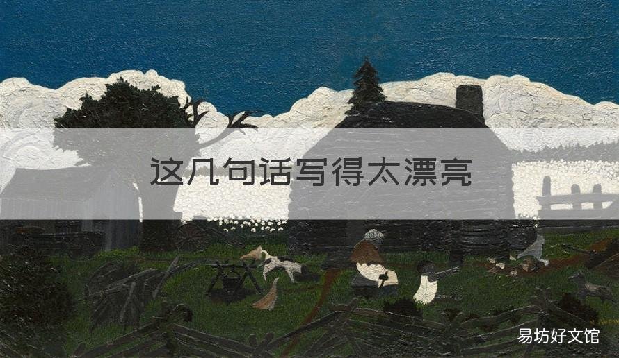这几句话写得太漂亮 写得非常漂亮