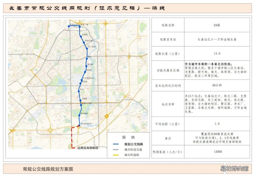 长春公交快线E9路路线图及站点设置 长春9号公交