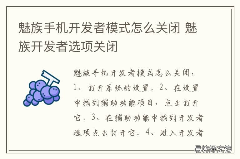 魅族手机开发者模式怎么关闭 魅族开发者选项关闭