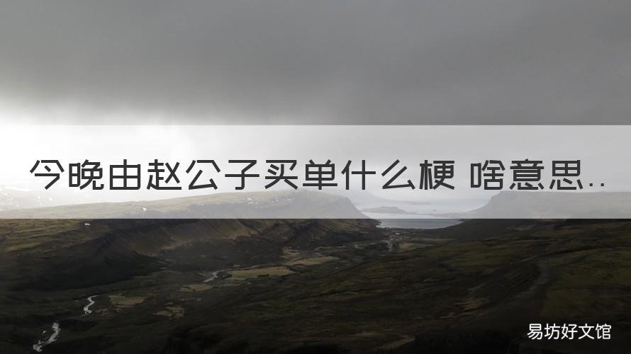 今晚由赵公子买单什么梗 啥意思