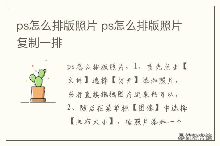 ps怎么排版照片 ps照片排版怎么排