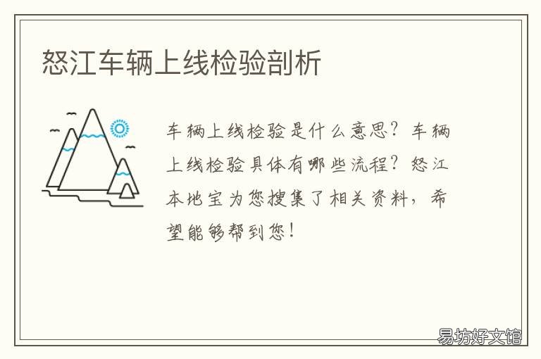 怒江车辆上线检验剖析