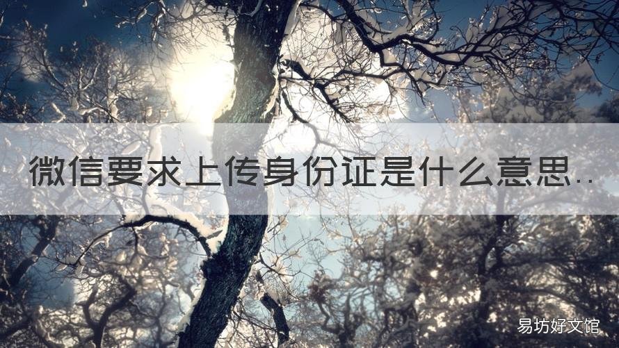 微信要求上传身份证是什么意思 微信要求上传身份证是什么意思呀
