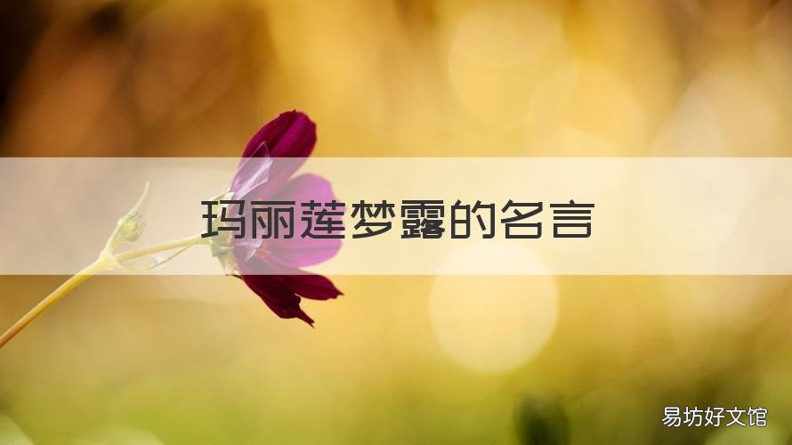 玛丽莲梦露的名言 玛丽莲梦露的名言名句