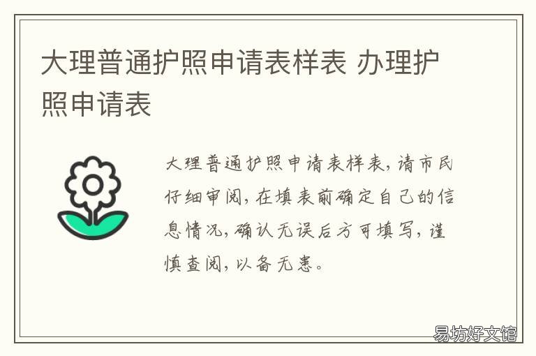 大理普通护照申请表样表 大理普通护照申请表样表格